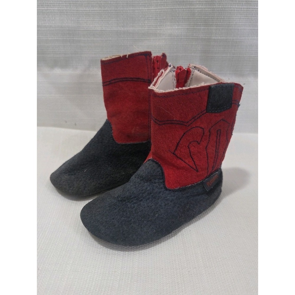 Play Skool Western Blue And Red Baby Boots Size 3 Leather Uppers Vintage 1993